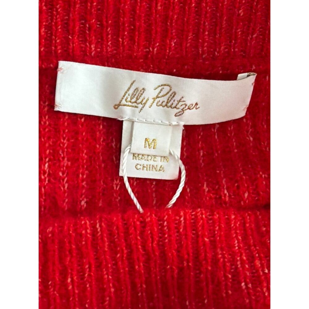 Lilly Pulitzer Zarie Sweater Party Bows Cranberry Red Women's Medium NEW - Picture 7 of 11
